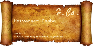 Hatvanger Csaba névjegykártya
